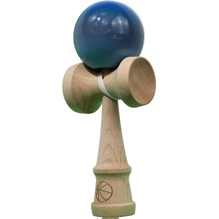 Jucarie Kendama X Originala, Profesionala, Flippy, Super Sticky din Lemn, 18 cm, Gradient Albastru/Gri/Bleu [2]
