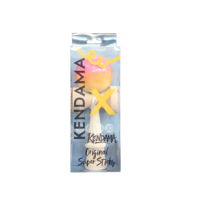 Jucarie Kendama X Originala, Profesionala, Flippy, Super Sticky din Lemn, 18 cm, Gradient Roz/Portocaliu/Galben [4]