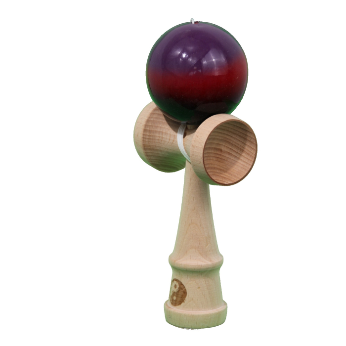 Jucarie Kendama X Originala, Profesionala, Flippy, Super Sticky din Lemn, 18 cm, Gradient Mov/Rosu/Negru [2]