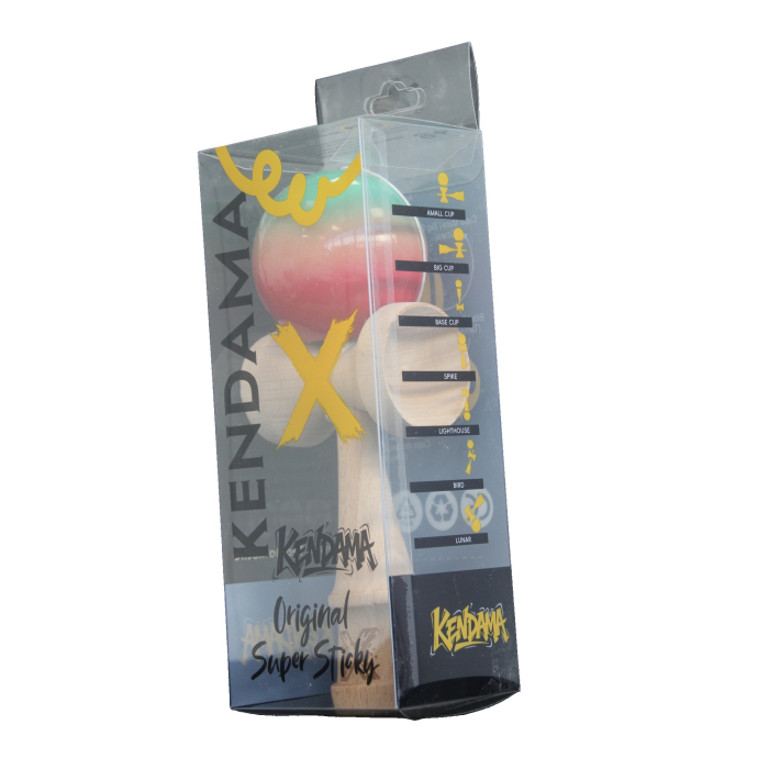 Jucarie Kendama X Originala, Profesionala, Flippy, Super Sticky din Lemn, 18 cm, Gradient Rosu/Verde [3]