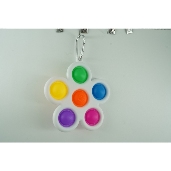 Jucarie Push Pop Bubble Fidget, Pop It, breloc antistres, Floare, Multicolor/Alb [3]