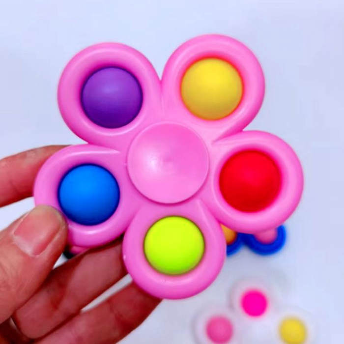 Jucarie Push Pop Bubble Fidget, Pop It, breloc antistres, Floare, Multicolor/Roz [3]
