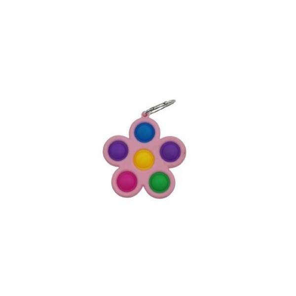 Jucarie Push Pop Bubble Fidget, Pop It, breloc antistres, Floare, Multicolor/Roz [1]