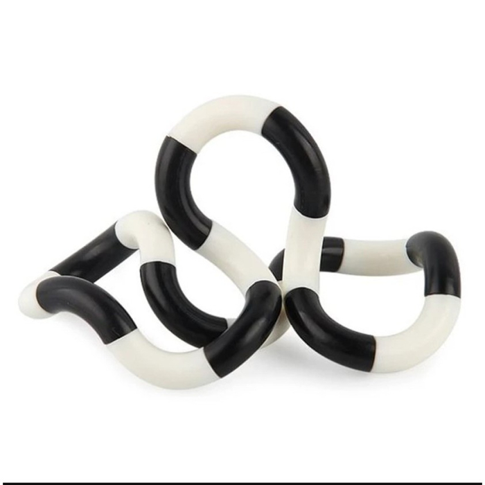 Jucarie senzoriala antistres, Fidget Twist cu miscari infinite de decompresie, Alb/Negru [2]