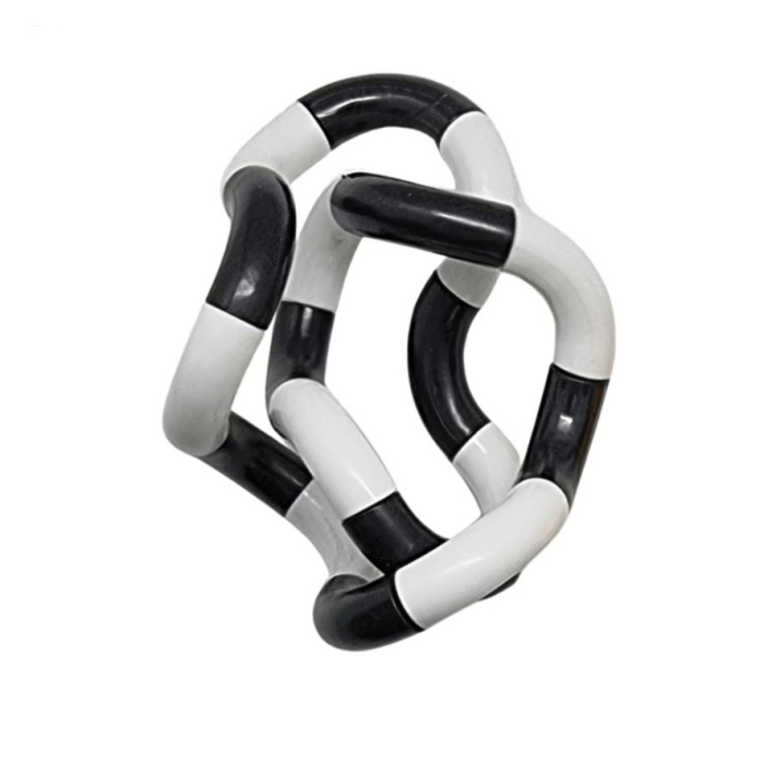Jucarie senzoriala antistres, Fidget Twist cu miscari infinite de decompresie, Alb/Negru [3]