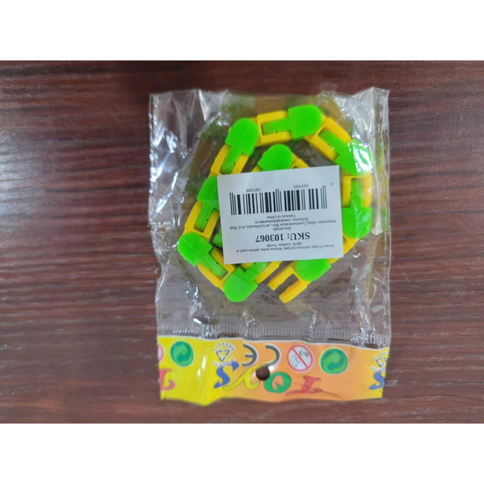 Jucărie Senzorială Antistres Flippy - Puzzle de Îmbinat Tip Șarpe, 24 Piese, +3 Ani, Galben/Verde [2]