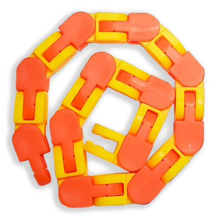 Jucărie Senzorială Antistres Flippy - Puzzle de Îmbinat Tip Șarpe, 24 Piese, +3 Ani, Portocaliu/Galben [4]