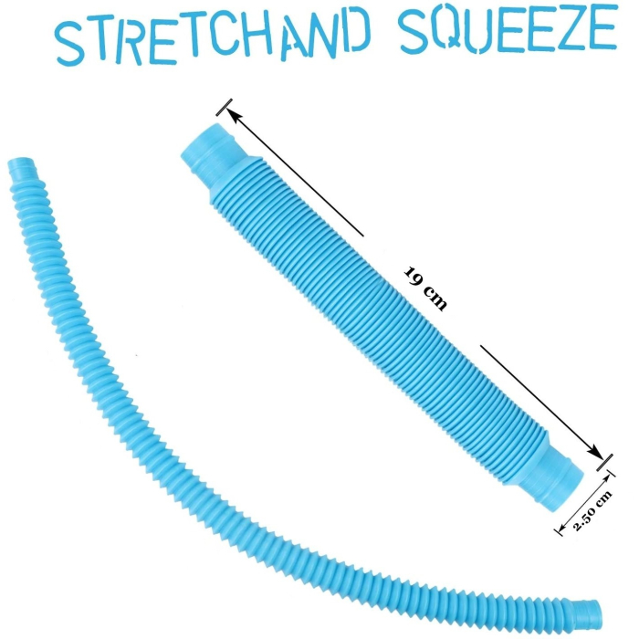 Jucarie Senzoriala Flippy - Fidget Pop Tubes, Antistres, Super Elastic, albastru [2]