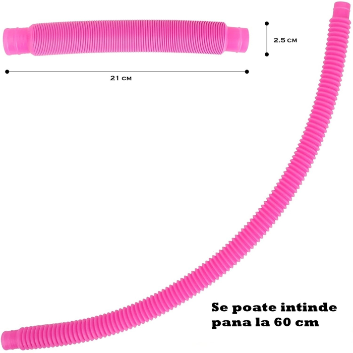 Jucarie Senzoriala Flippy - Fidget Pop Tubes, Antistres, Super Elastic, Roz [2]