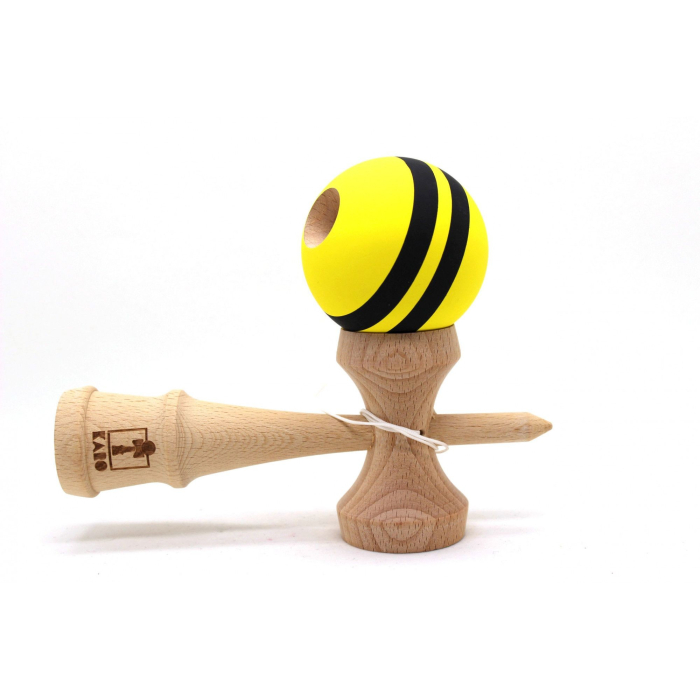 Kendama Karo Grip Rubber Stripe Lemn Fag Galben Negru [3]