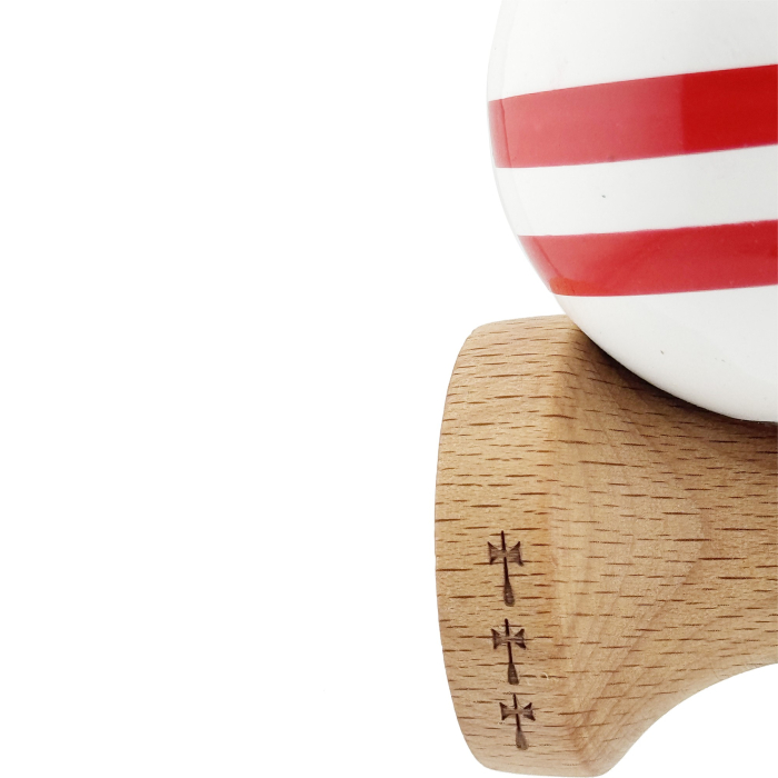 Kendama X CHICANOS Originala, Profesionala, Flippy, Big Cups V2, Super Sticky cu Cupe Mari, Rulment Metalic, din lemn 18 cm, Ata 55 cm, Albastru/Alb [7]