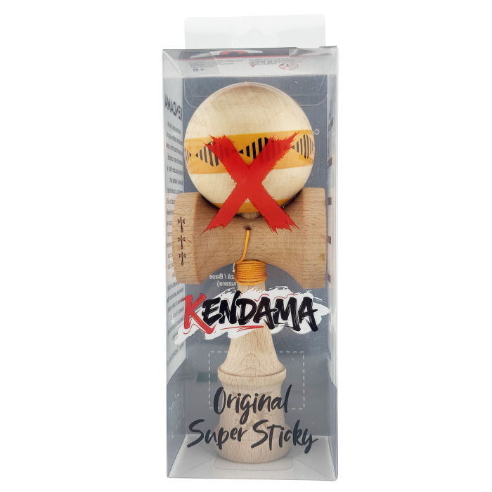 Kendama X FREQUENCY Originala, Profesionala, Flippy, Big Cups V2, Super Sticky cu Cupe Mari, Rulment Metalic, din lemn 18 cm, Ata 55 cm, Portocaliu/Maro [5]