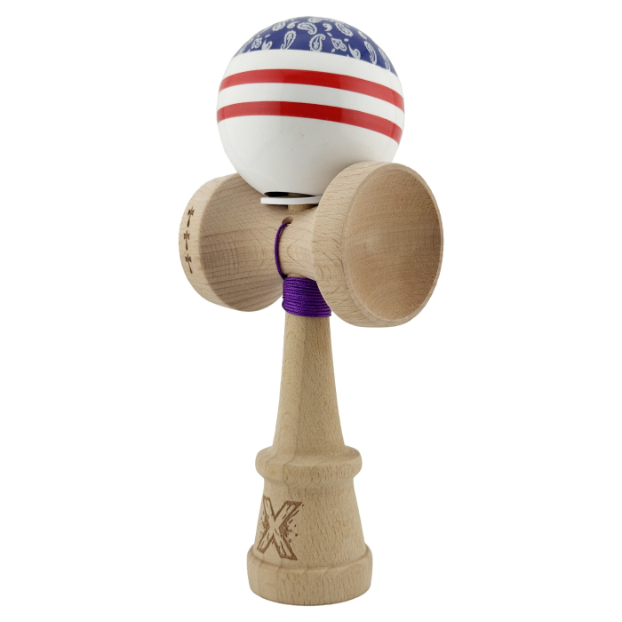 Kendama X Originala CHICANOS, Profesionala, Flippy, Cupe Mari KING SIZE V3, Super Sticky, Gaura in Baza, Rulment Metalic, din lemn 18 cm, Ata 55 cm, Mov/Alb [3]
