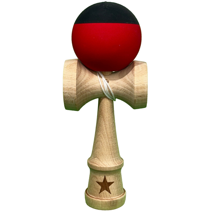 Kendama X Originala, Flippy, 18 cm, Profesionala, +9 Ani, din Lemn, Model 2 Culori, Rosu/Negru [1]
