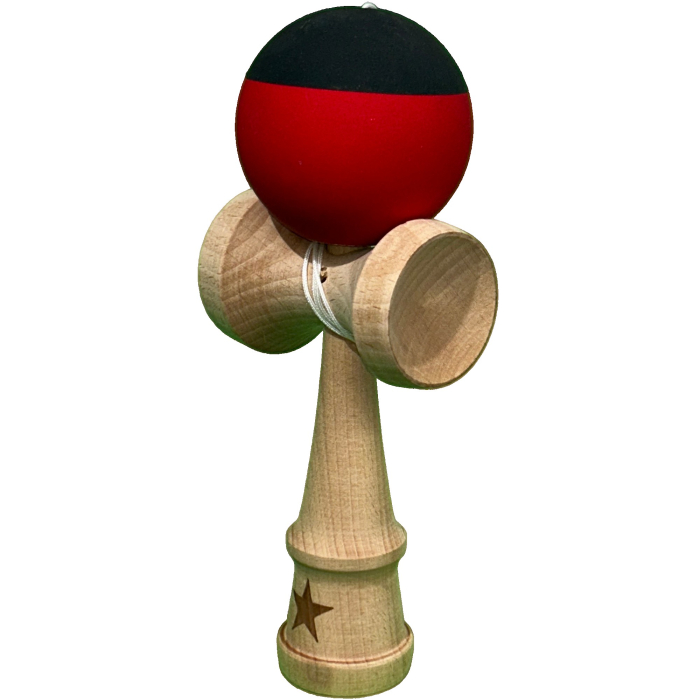 Kendama X Originala, Flippy, 18 cm, Profesionala, +9 Ani, din Lemn, Model 2 Culori, Rosu/Negru [2]