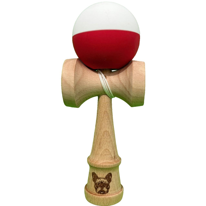 Kendama X Originala, Flippy, 18 cm, Profesionala, +9 Ani, din Lemn, Model 2 Culori, Alb/Rosu [1]