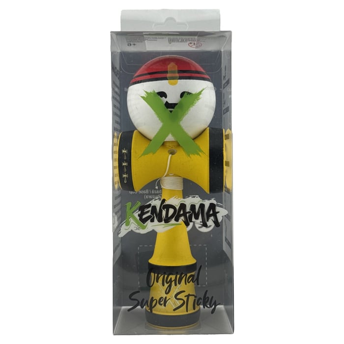 Kendama X Originala, Profesionala, Flippy, Big Cups V2, Model Rege Super Sticky Legendary Cupe Mari, Rulment Metalic cu Ata 55 cm, Maner Galben [4]