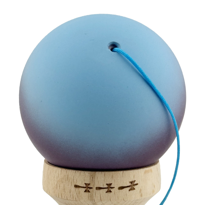 Kendama X Originala, Profesionala, Flippy, Big Cups V2, Rubber Grip cu Cupe Mari, Rulment Metalic cu Ata 55 cm, Gradient Albastru/Mov/Roz [8]