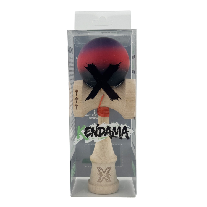 Kendama X Originala, Profesionala, Flippy, Big Cups V2, Rubber Grip cu Cupe Mari, Rulment Metalic cu Ata 55 cm, Mov/Rosu/Negru [5]