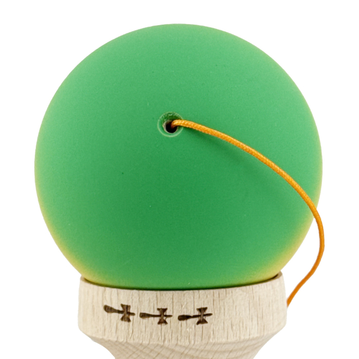 Kendama X Originala, Profesionala, Flippy, Big Cups V2, Rubber Grip cu Cupe Mari, Rulment Metalic cu Ata 55 cm, Verde/Galben/Rosu [9]