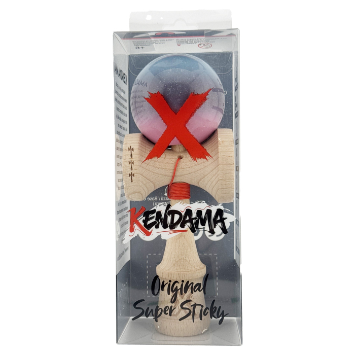 Kendama X Originala, Profesionala, Flippy, Big Cups V2, Super Sticky Cupe Mari, Rulment Metalic cu Ata 55 cm, Albastru Deschis/Mov/Roz [5]