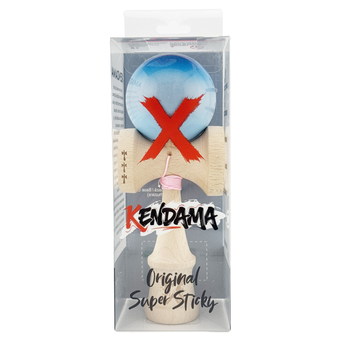 Kendama X Originala, Profesionala, Flippy, Big Cups V2, Super Sticky Cupe Mari, Rulment Metalic cu Ata 55 cm, Albastru/Gri/Bleu [5]