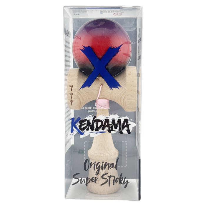 Kendama X Originala, Profesionala, Flippy, Big Cups V2, Super Sticky Cupe Mari, Rulment Metalic cu Ata 55 cm, Mov/Rosu/Negru [5]