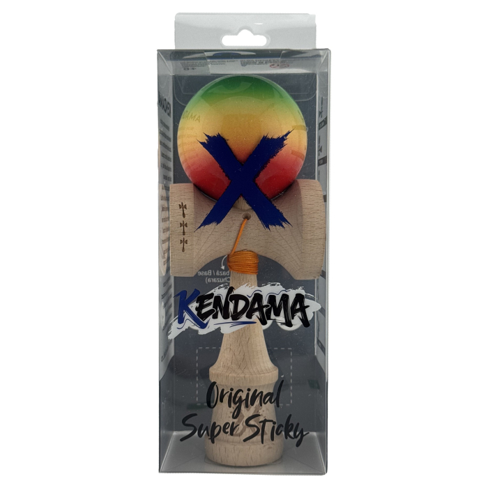 Kendama X Originala, Profesionala, Flippy, Big Cups V2, Super Sticky Cupe Mari, Rulment Metalic cu Ata 55 cm, Verde/Galben/Rosu [5]
