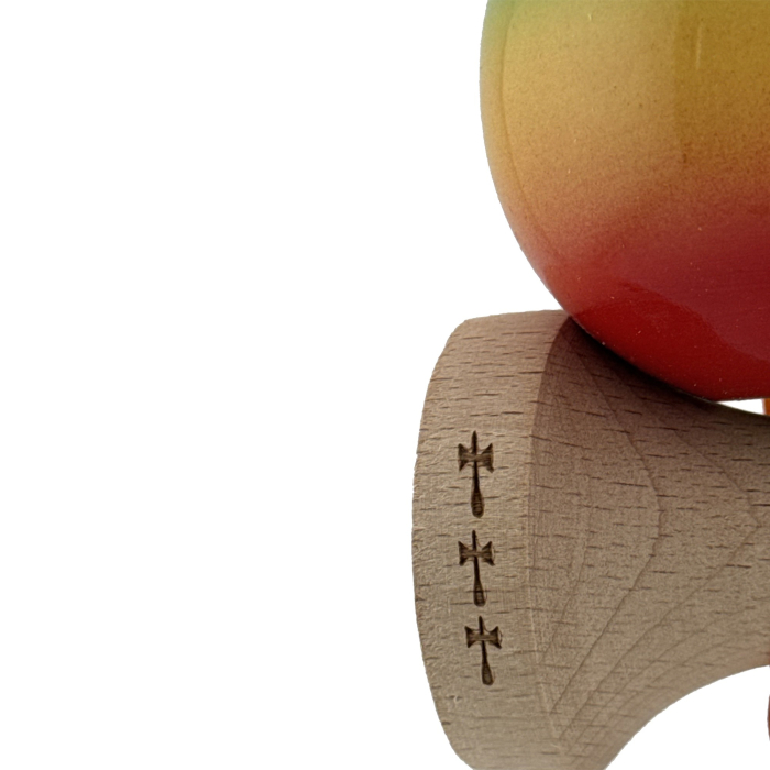 Kendama X Originala, Profesionala, Flippy, Big Cups V2, Super Sticky Cupe Mari, Rulment Metalic cu Ata 55 cm, Verde/Galben/Rosu [7]