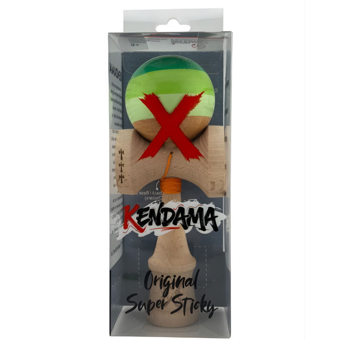 Kendama X Originala, Profesionala, Flippy, Big Cups V2, Super Sticky Legendary Cupe Mari, Rulment Metalic cu Ata 55 cm, Verde Mix [10]