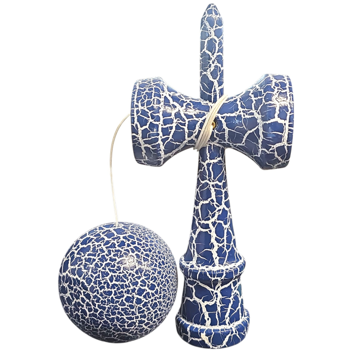 Kendama X Originala, Profesionala, Flippy, Cracked, din Lemn, 18 cm, Albastru/Alb [2]