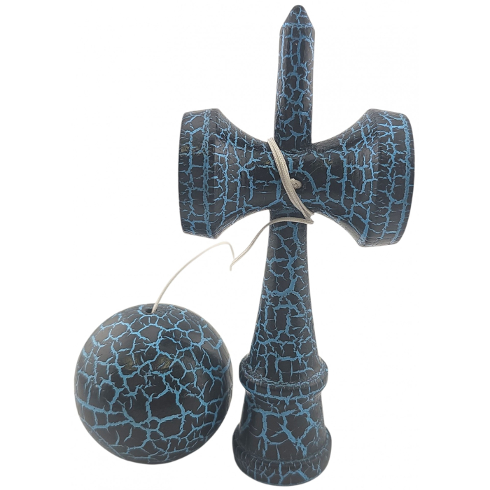 Kendama X Originala,  Profesionala, Flippy, Cracked, din Lemn, 18 cm,  Negru, Albastru [2]