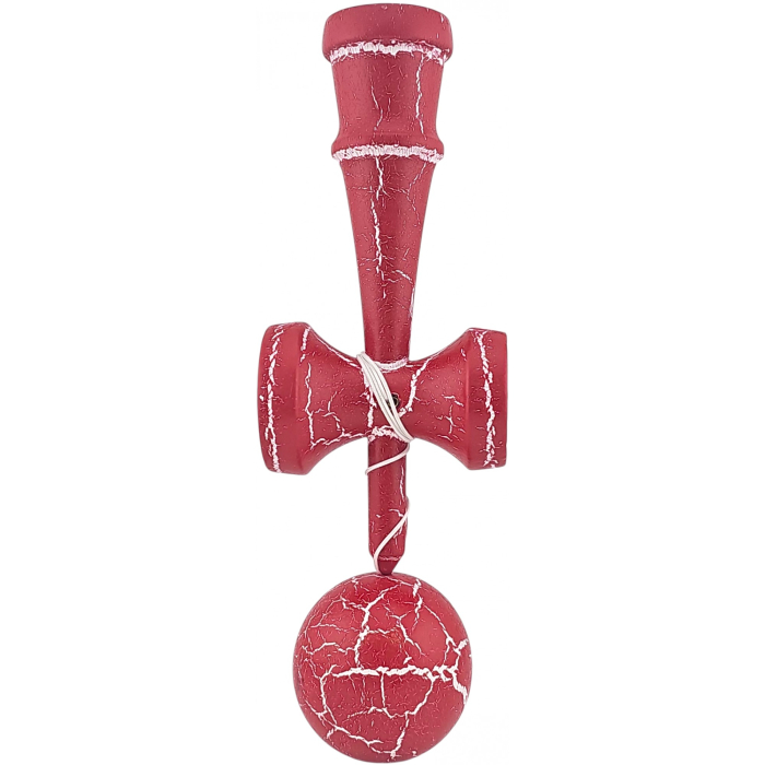 Kendama X Originala, Profesionala, Flippy, Cracked, din Lemn, 18 cm, Rosu/Alb [2]
