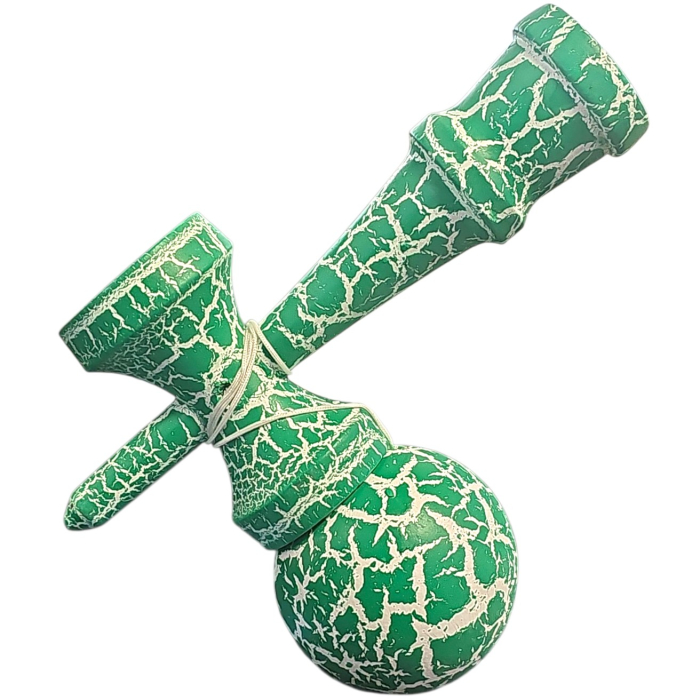 Kendama X Originala, Profesionala, Flippy, Cracked, din Lemn, 18 cm, Verde/Alb [2]