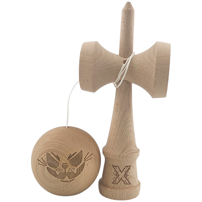 Kendama X Originala, Profesionala, Flippy, din Lemn, 18 cm, Special, Crazy Cat, Lemn [2]
