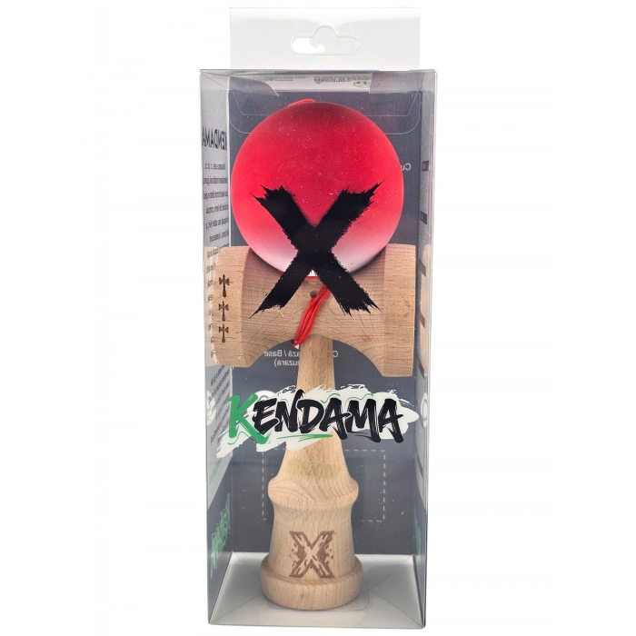 Kendama X Originala, Profesionala, Flippy, din Lemn, Big Cups, Rubber Grip, 18 cm, Rosu/Alb [3]