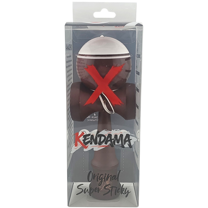 Kendama X Originala, Profesionala, Flippy, Super Sticky Legendary, Rulment Metalic cu Ata 55 cm, Alb/Maro [5]