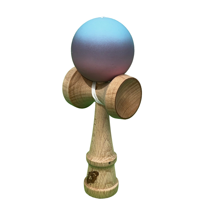 Kendama X Originala, Profesionala, Flippy, din Lemn, Rubber Grip, 18 cm, Roz/Mov/Albastru [2]