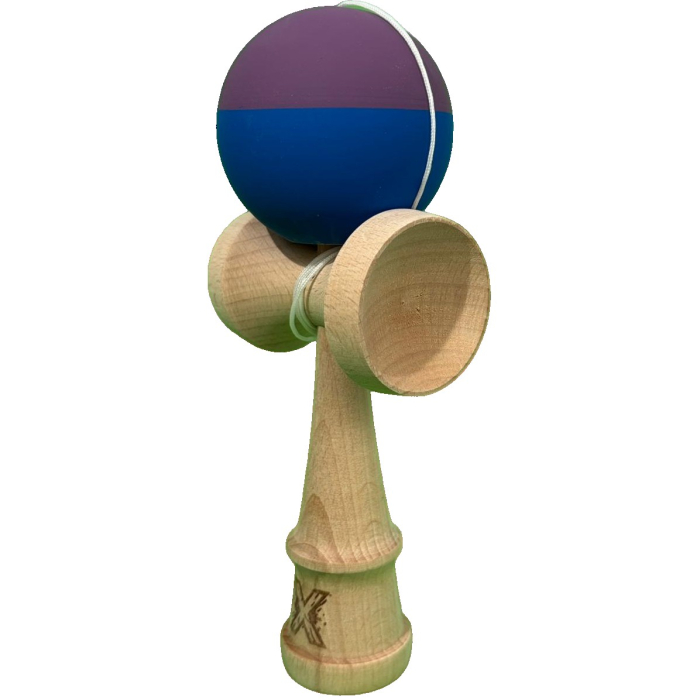 Jucarie Kendama X Originala, Profesionala, Flippy, din Lemn, Rubber Grip, 18 cm, Albastru/Mov [3]