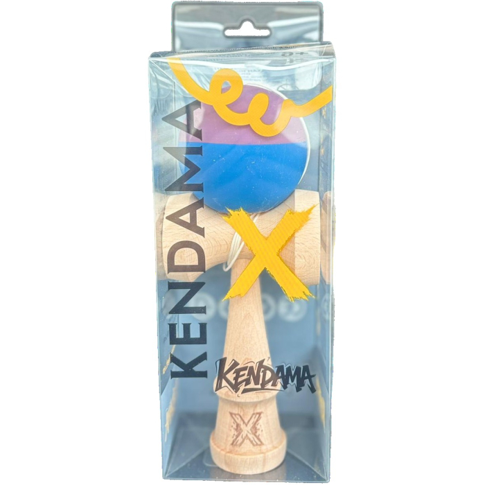Jucarie Kendama X Originala, Profesionala, Flippy, din Lemn, Rubber Grip, 18 cm, Albastru/Mov [2]