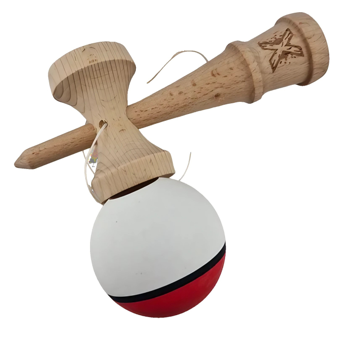 Jucarie Kendama X Originala, Profesionala, Flippy, din Lemn, Rubber Grip, 18 cm, Rosu/Alb [4]