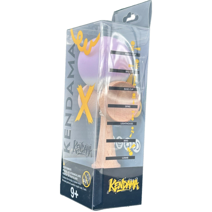 Kendama X Originala, Profesionala, Flippy, din Lemn, Rubber Grip, 18 cm, Gradient Lila/Alb [4]