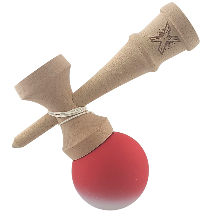 Kendama X Originala, Profesionala, Flippy, din Lemn, Rubber Grip, 18 cm, Gradient Rosu/Alb [3]