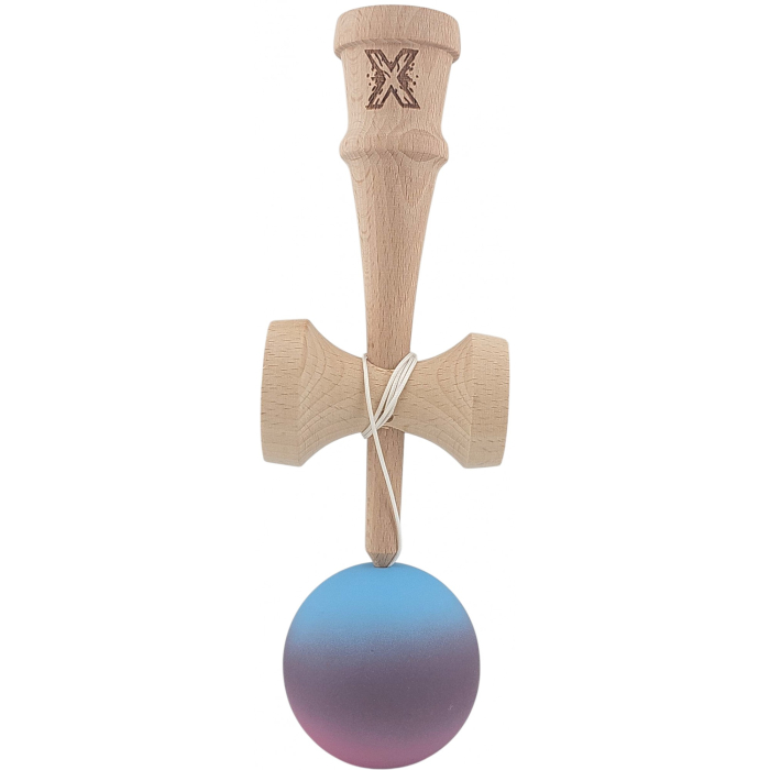 Kendama Profesionala, Flippy, din Lemn, 18 cm, Gradient Albastru deschis Mov Roz [4]