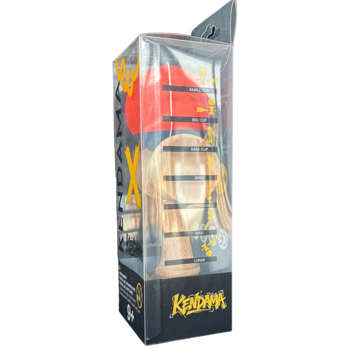 ucarie Interactiva Kendama Profesionala, Flippy, din Lemn cu Bila Cauciucata, 18 x 6 x 7 cm, Joc de Indemanare pentru Copii si Adulti, Bicolor Portocaliu Albastru inchis [3]