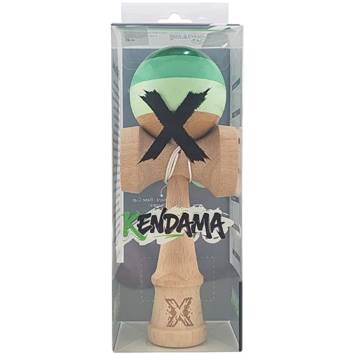 Kendama X Originala, Profesionala, Flippy, Super Sticky din Lemn, 18 cm, Verde Mix [4]