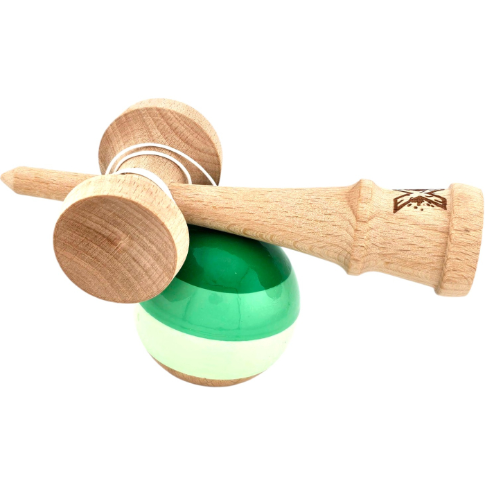 Kendama X Originala, Profesionala, Flippy, Super Sticky din Lemn, 18 cm, Verde Mix [2]