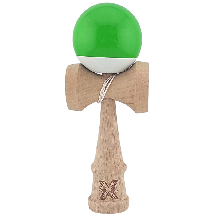 Kendama X Originala, Profesionala, Flippy, Super Sticky din Lemn, 18 cm, Verde/Alb [1]