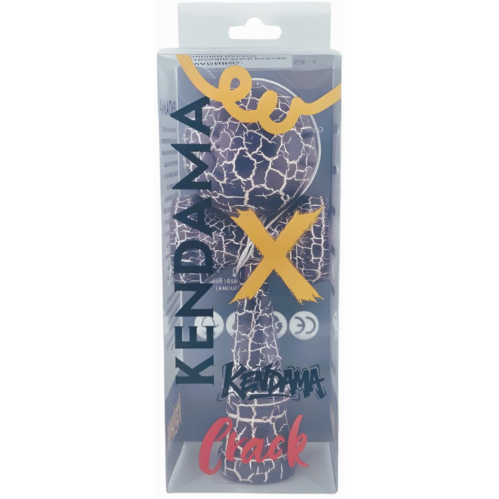 Kendama X Originala, Profesionala, Flippy, Kendama Cracked, din Lemn – 18 cm, Crack Albastru inchis/Gri [4]