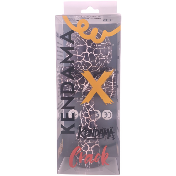 Kendama X Originala, Profesionala, Flippy, Kendama Cracked, din Lemn – 18 cm, Crack Mov/Alb [2]